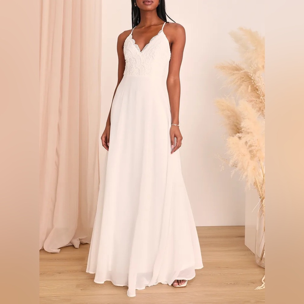 Lulu's Madalyn White Lace Maxi Dress